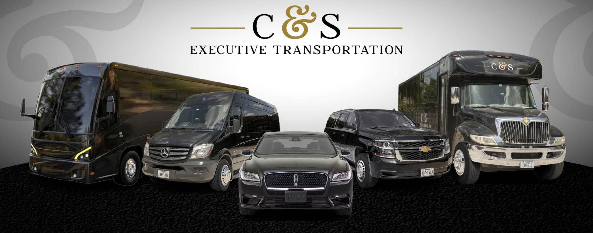 C&S Limo promotional banner showcasing luxury transportation services