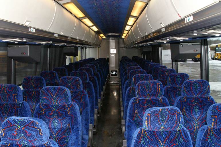 Interior of a luxury coach motor showcasing premium amenities and comfortable seating